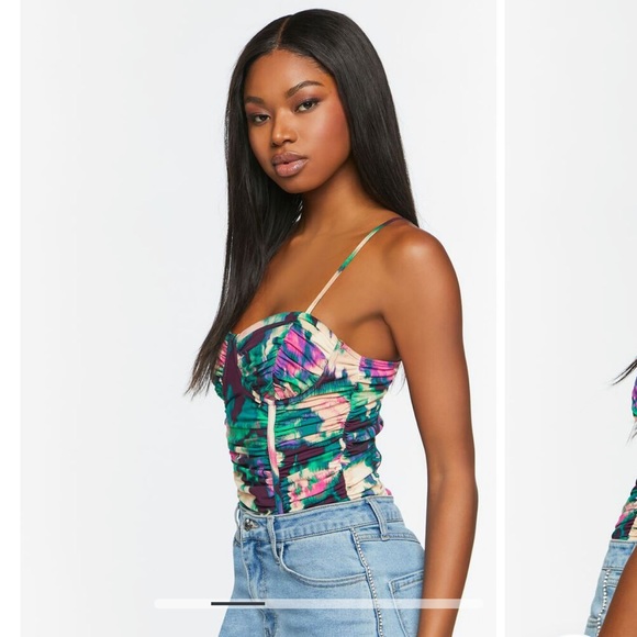 3 for $25💙Watercolor Ruched Bodysuit - Picture 4 of 8